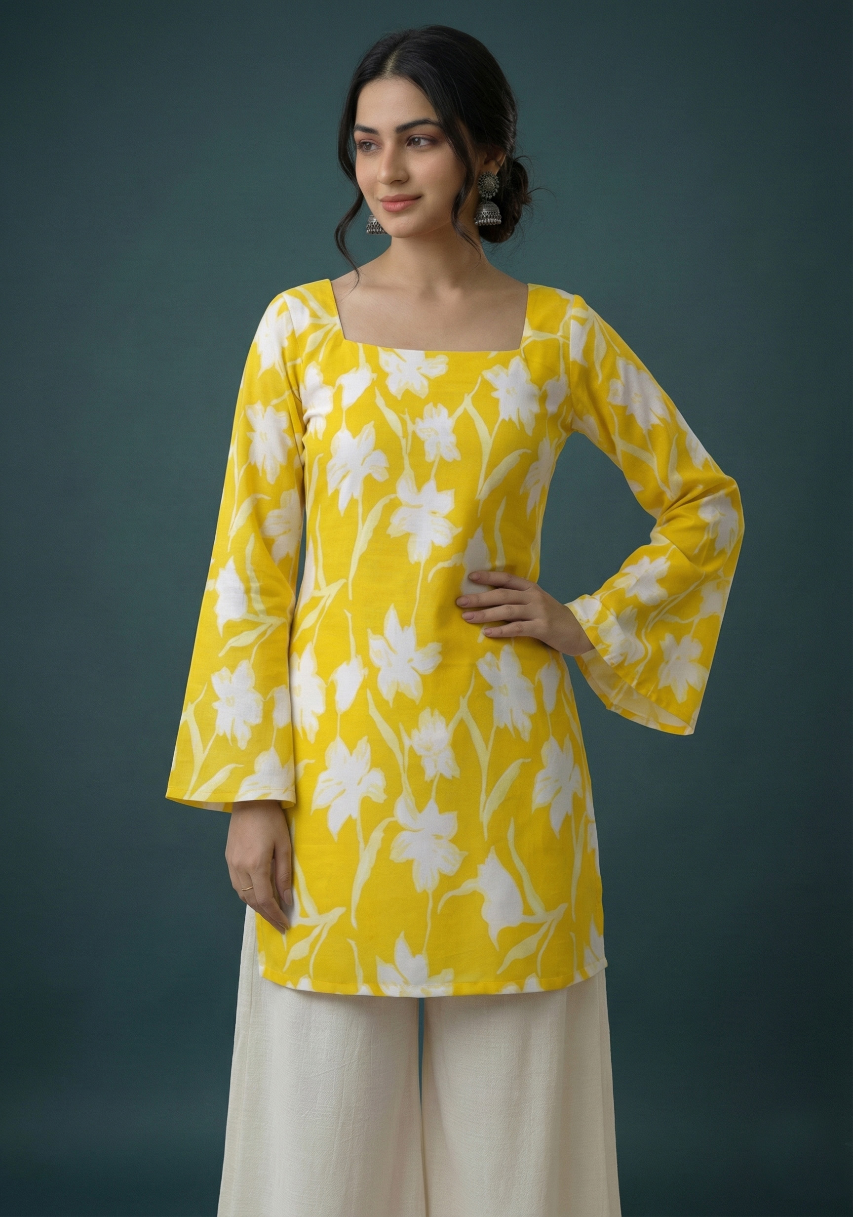 BANDHANI KURTI in YELLOW color