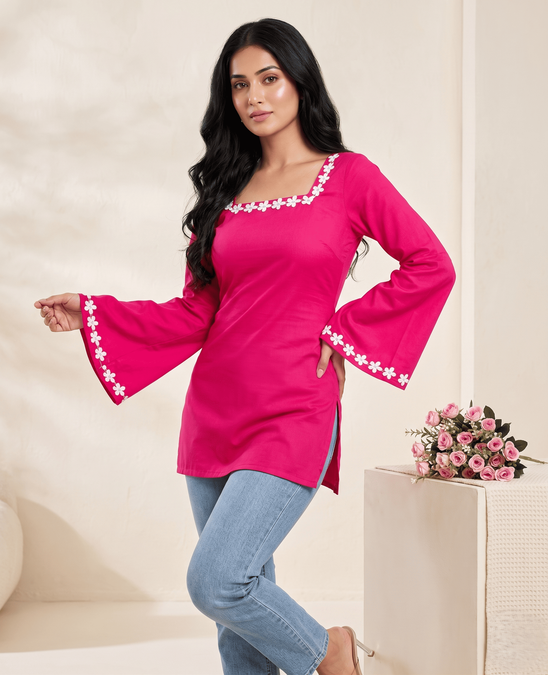 LACE - 5-FLOWER in PINK color