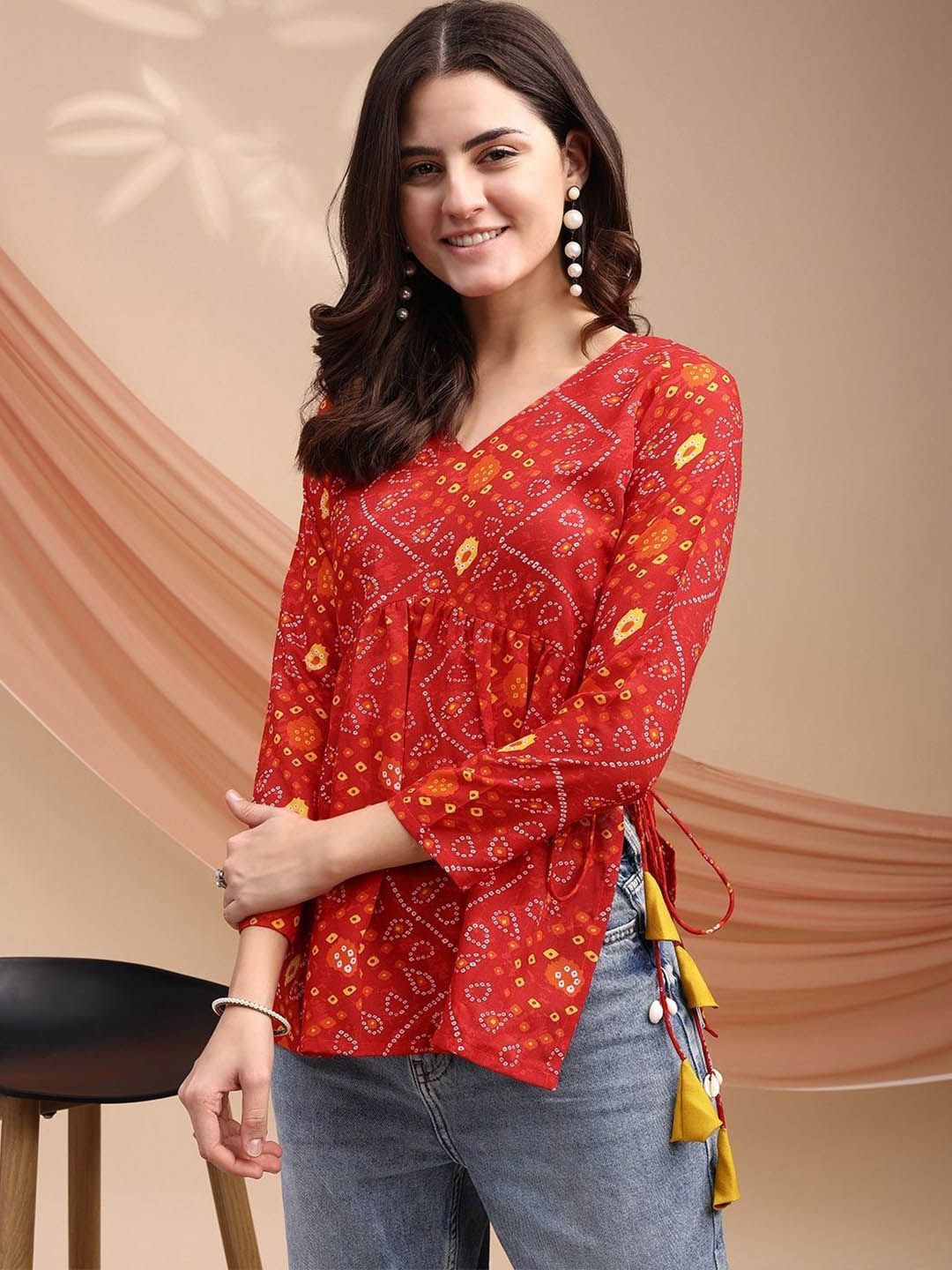 BANDHANI TOP in RED color