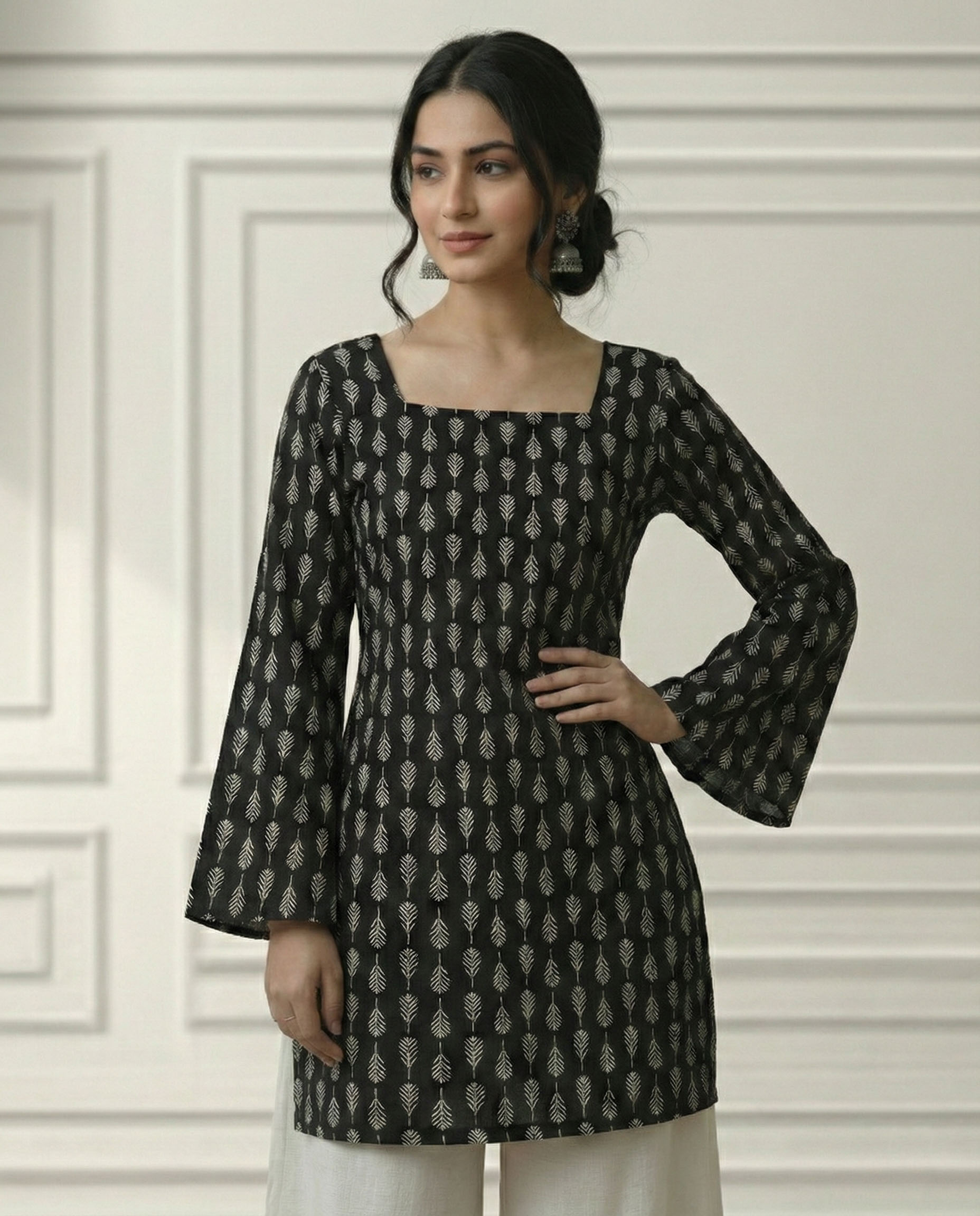 BANDHANI KURTI in BLACK color