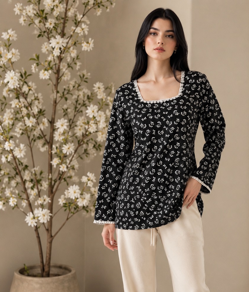 MINI FLOWRAL PRINT in BLACK color