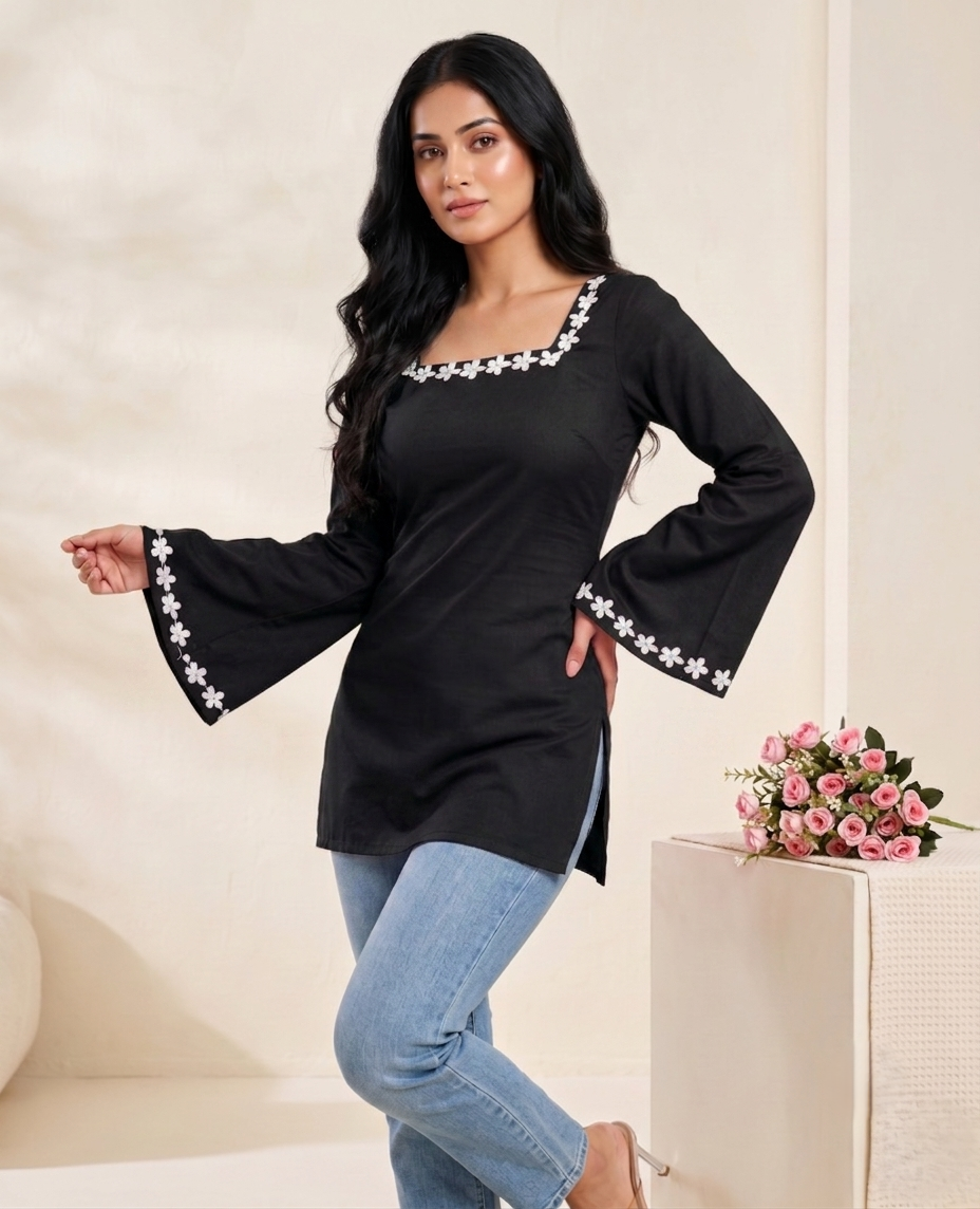 LACE - 5-FLOWER in BLACK color