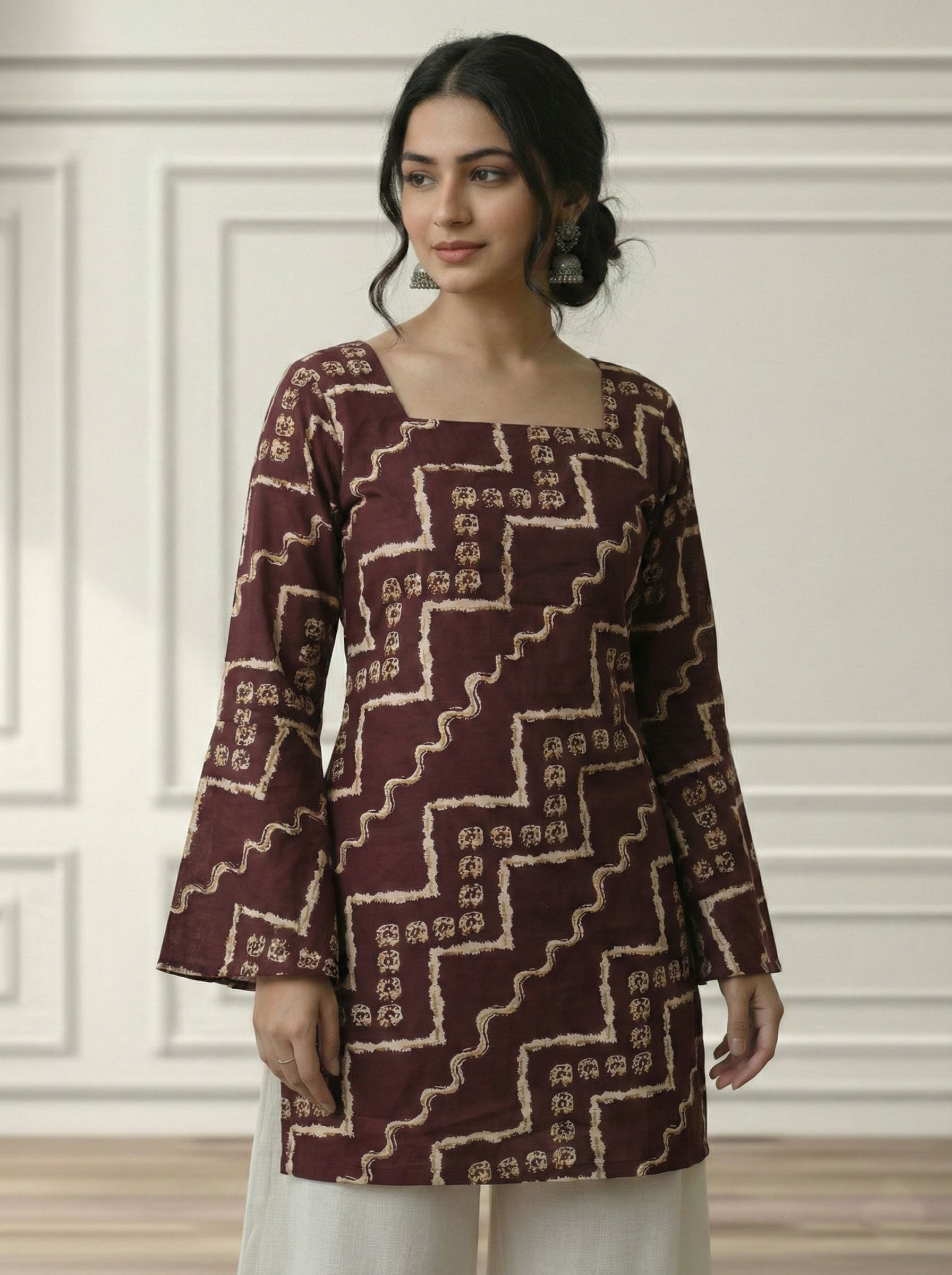 BANDHANI KURTI in Z-MAROON color
